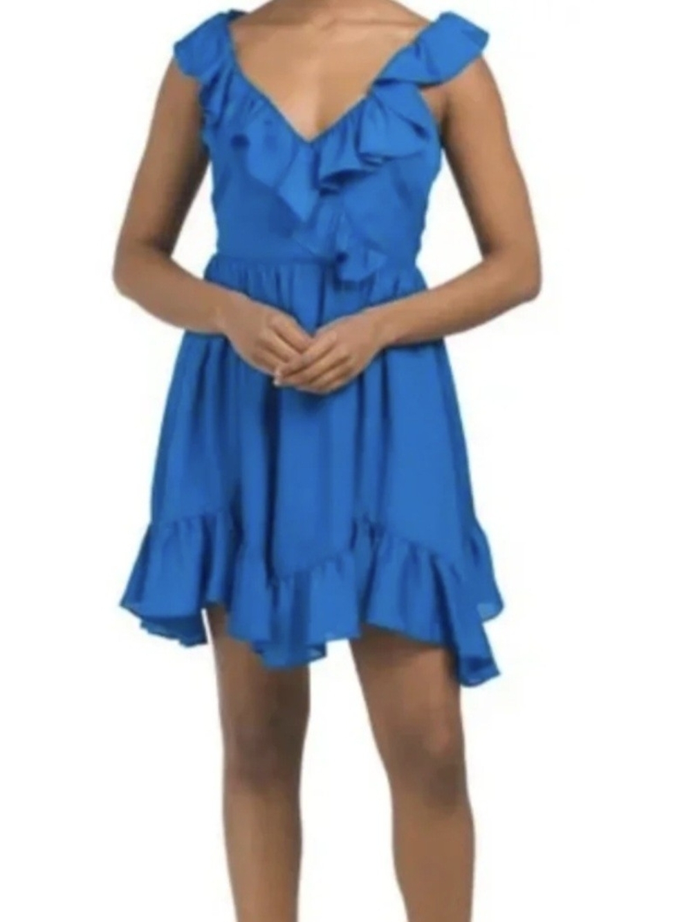 Ruffled Sleeveless Dress in Bright Blue